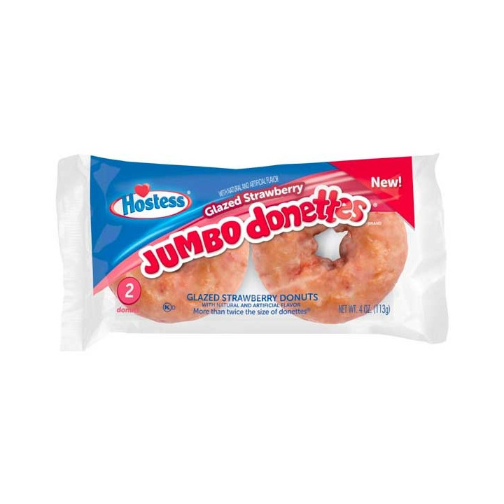 Hostess Glazed Strawberry Donuts Jumbo Donettes