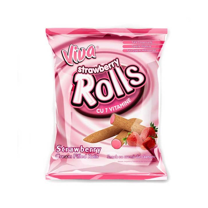 Viva Strawberry Rolls Strawberry Cream Filled Rolls