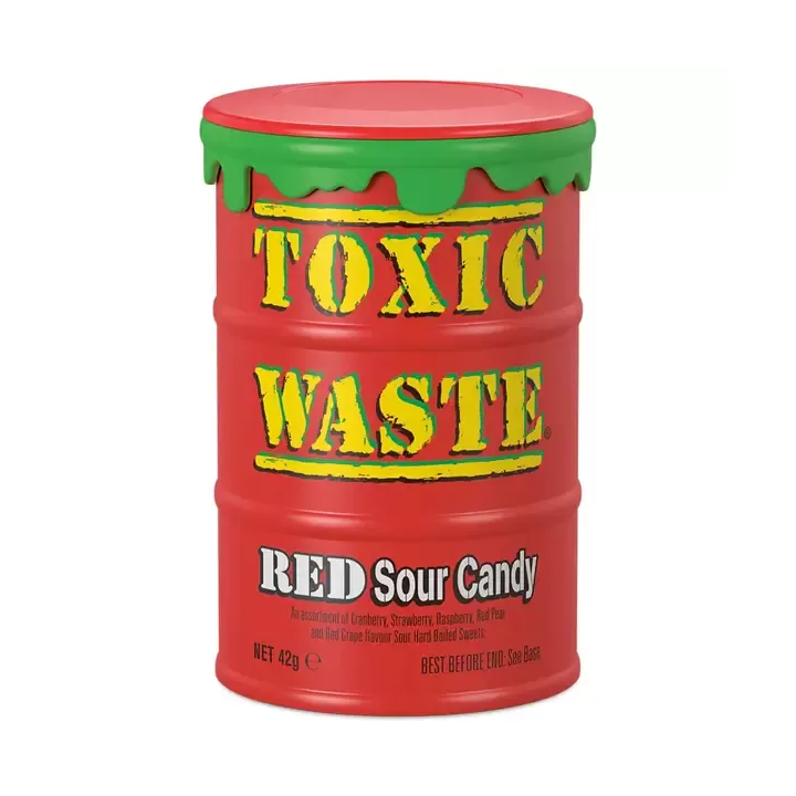 Toxic Waste Red Sour Candy Drum