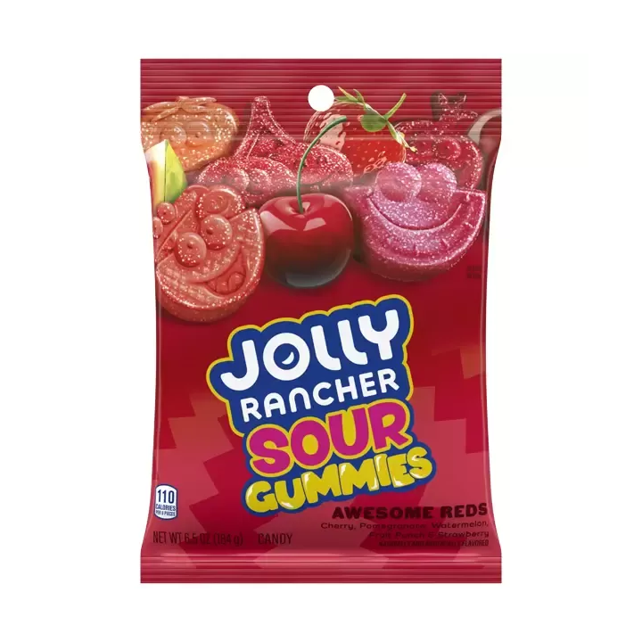 Jolly Rancher Gummies Sour Awesome Reds Assorted Fruit Flavored Candy