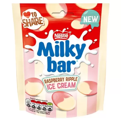 Nestle Milkybar Raspberry Ripple Ice Cream Buttons Chocolate