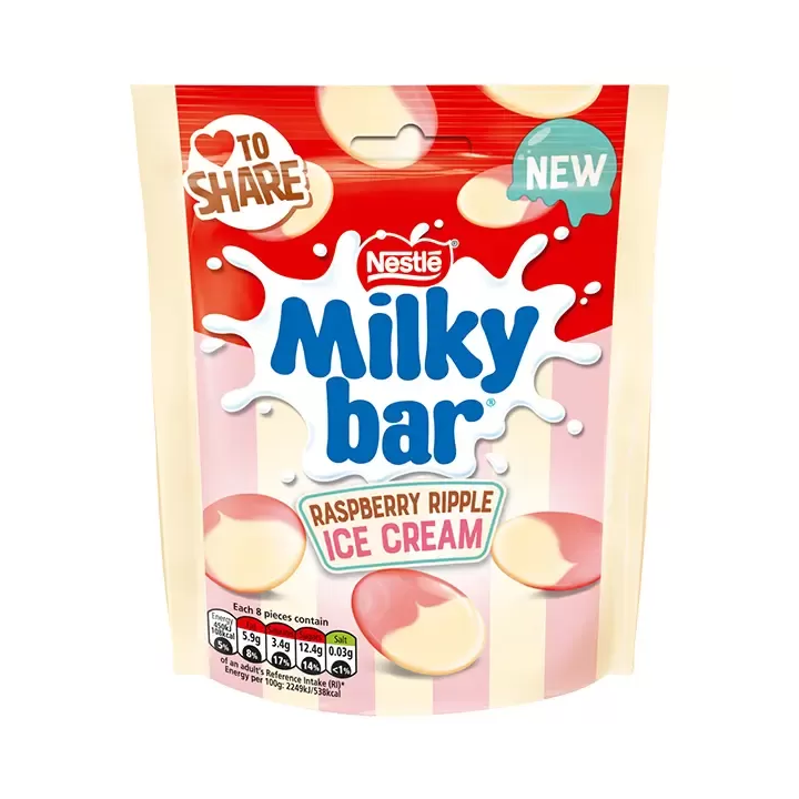 Nestle Milkybar Raspberry Ripple Ice Cream Buttons Chocolate