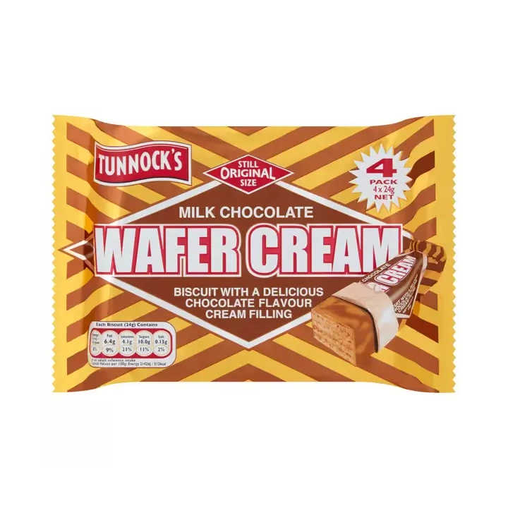 Tunnock's Wafer Cream Milk Chocolate Wafer Biscuits