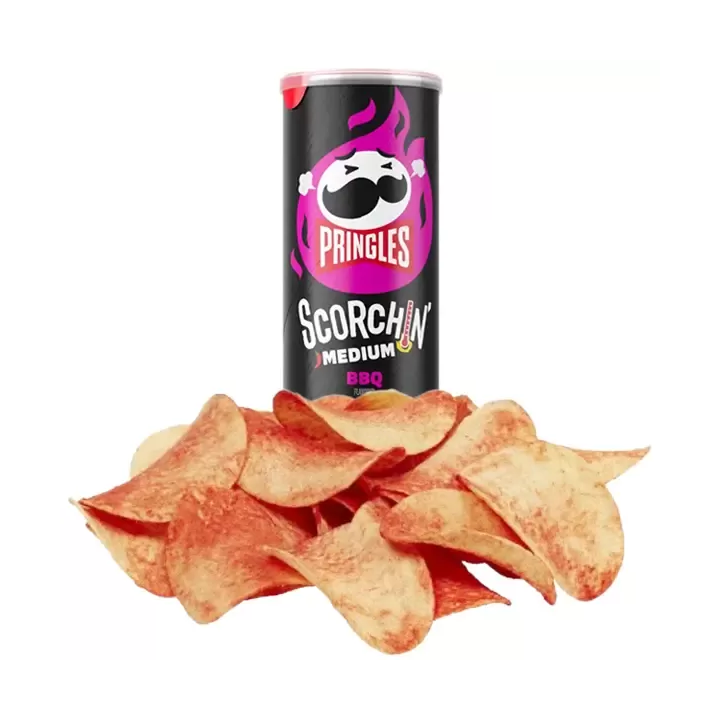Pringles Scorchin' BBQ Potato Crisps Chips Fiery Spicy Snacks