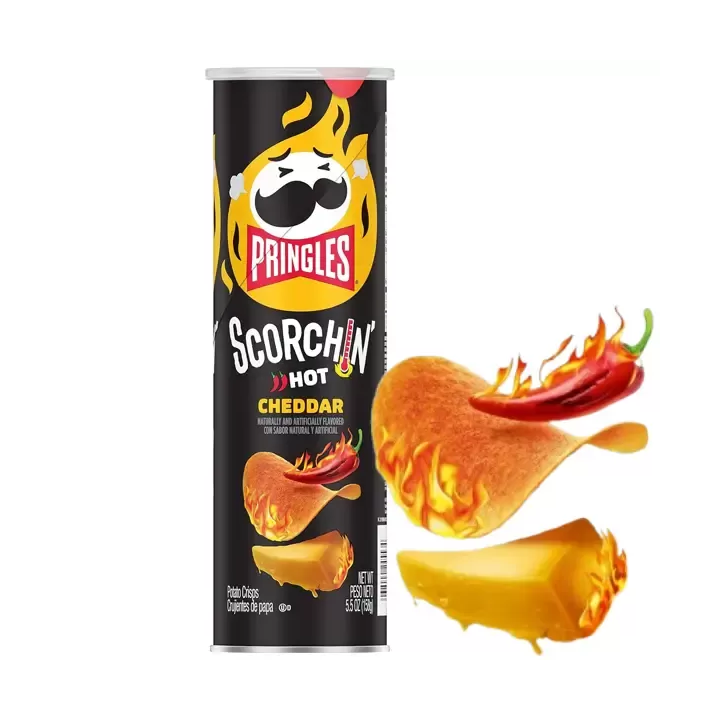 Pringles Scorchin' Cheddar Potato Crisps Chips Spicy Snacks