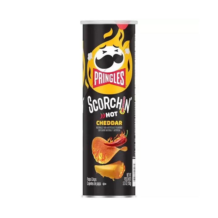 Pringles Scorchin' Cheddar Potato Crisps Chips Spicy Snacks