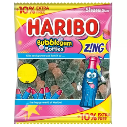 HARIBO Bubblegum Bottles Zing Jelly & Fizzy Sweets Share Size