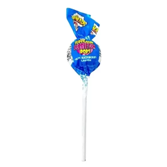 Warheads Super Sour Bubble Gum Pops Blue Raspberry Tongue Painter