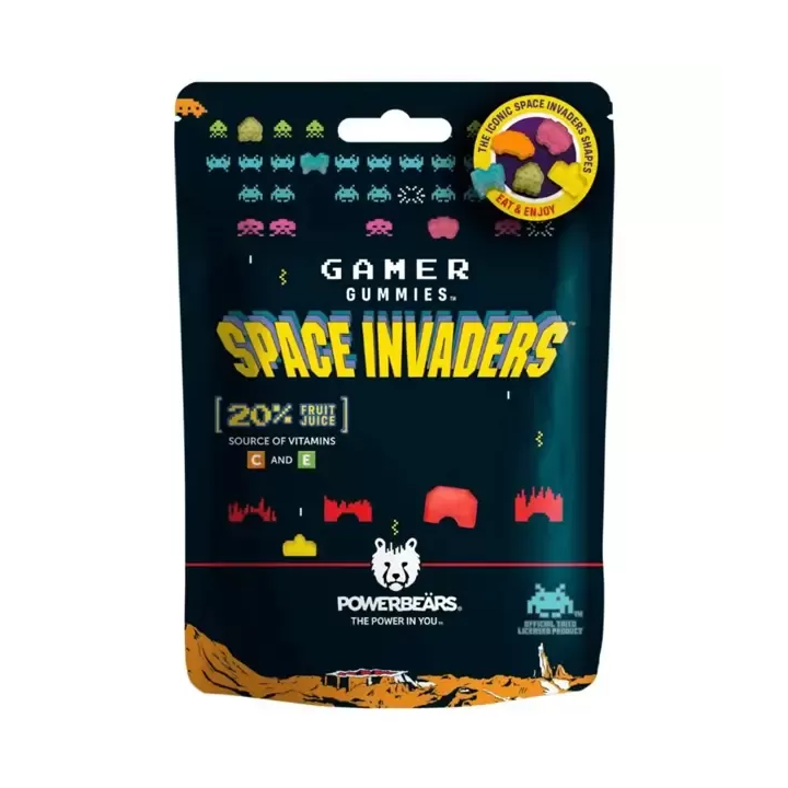 Powerbeärs Gamer Gummies Space Invaders Fruit Juice