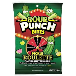 Sour Punch Bites Pickle Roulette Gummy Straw Bites