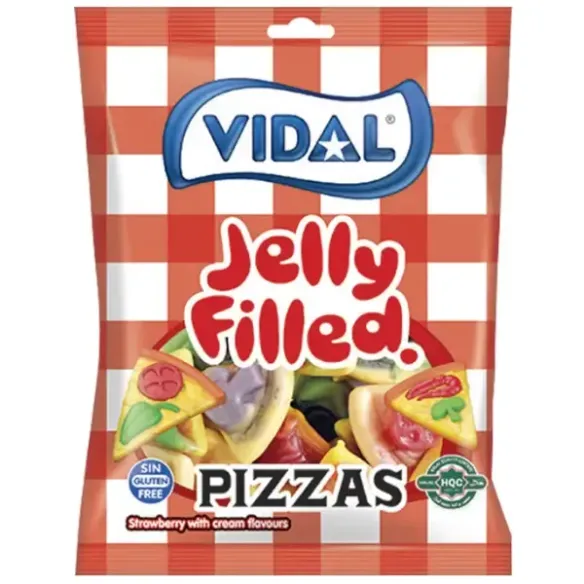 Vidal Jelly Filled Pizzas Strawberry Cream Flavours Candy