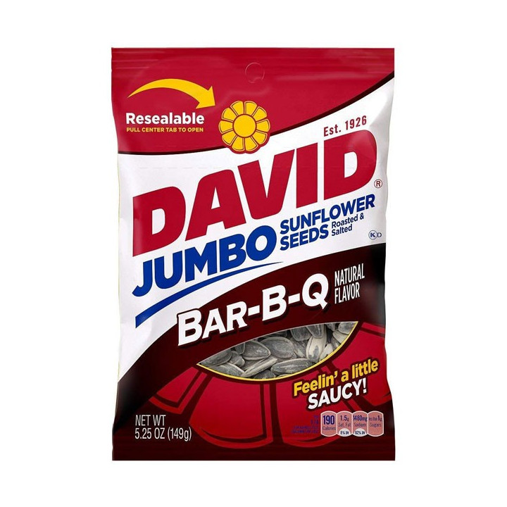 DAVID Bar-B-Q Jumbo Roasted and Salted Sunflower Seeds 149 g
