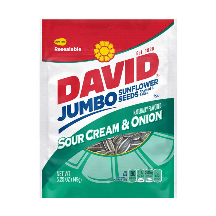 DAVID Sour Cream & Onion Jumbo Sunflower Seeds 149 g