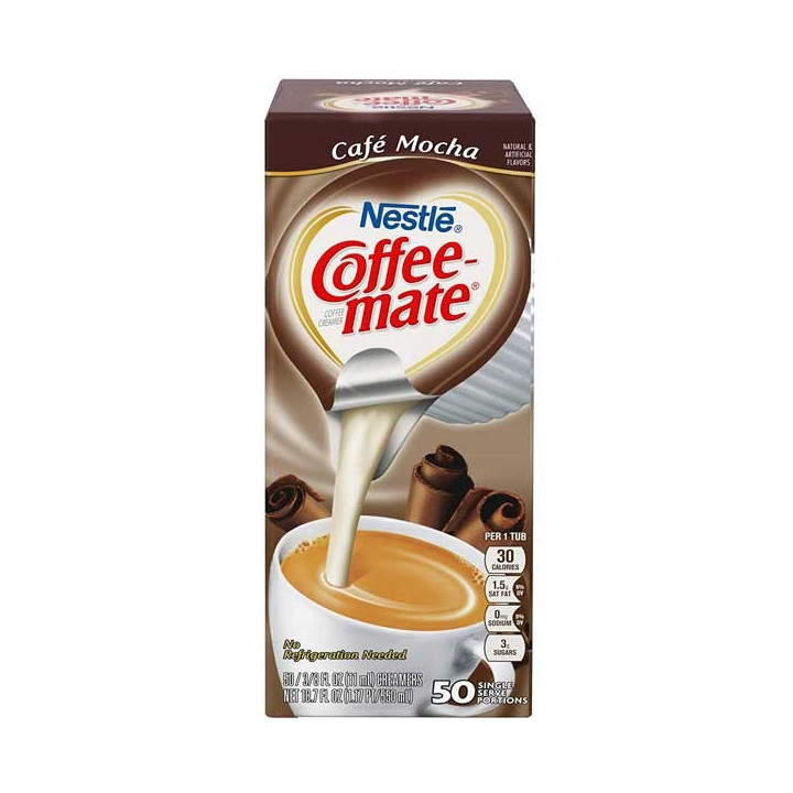 Coffee Mate Cafe Mocha Liquid Creamer Singles 50 Pack - 550 ml
