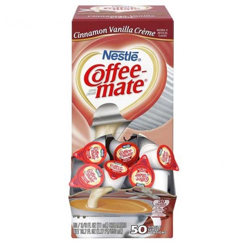 Coffee Mate Cinnamon Vanilla Creme Liquid Creamer Singles 50 Pack - 550 ml
