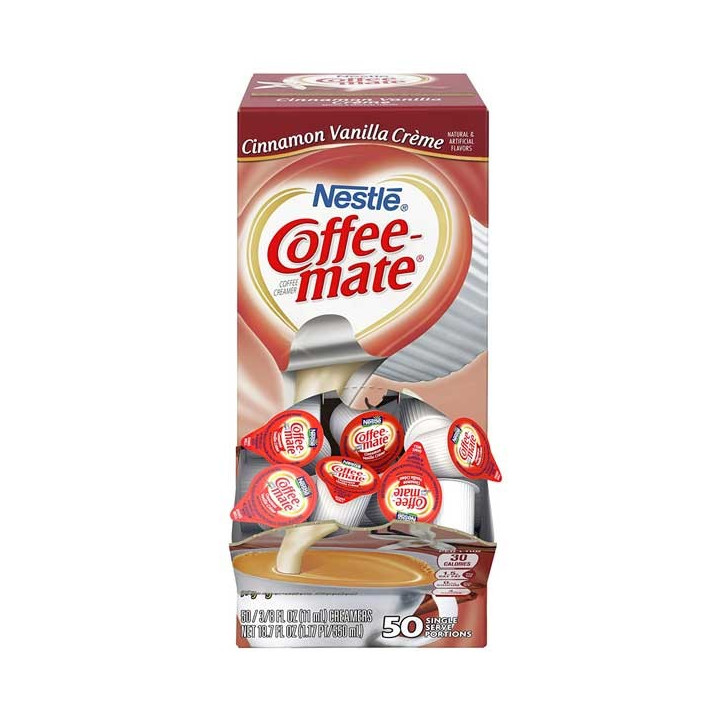 Coffee Mate Cinnamon Vanilla Creme Liquid Creamer Singles 50 Pack - 550 ml