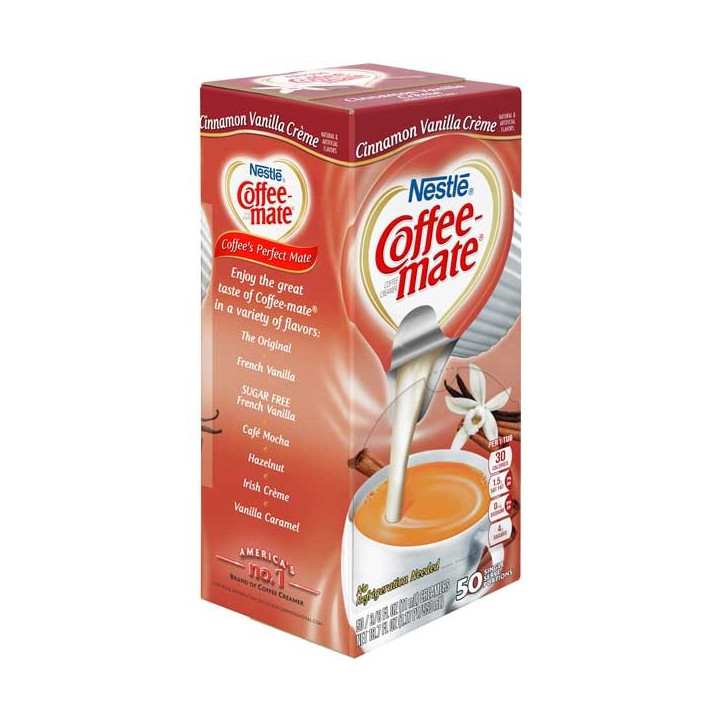 Coffee Mate Cinnamon Vanilla Creme Liquid Creamer Singles 50 Pack - 550 ml