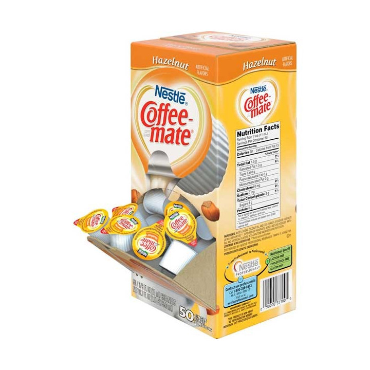 Coffee Mate Hazelnut Liquid Creamer Singles 50 Pack - 550 ml