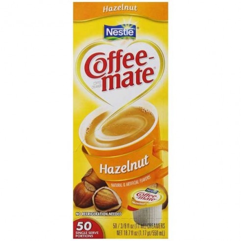 Coffee Mate Hazelnut Liquid Creamer Singles 50 Pack - 550 ml