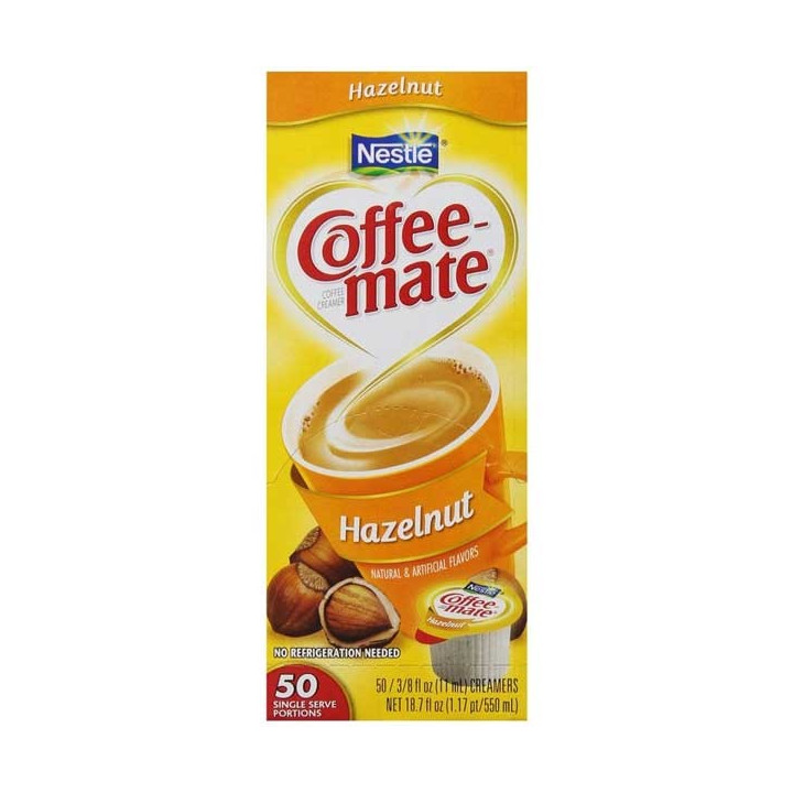 Coffee Mate Hazelnut Liquid Creamer Singles 50 Pack - 550 ml