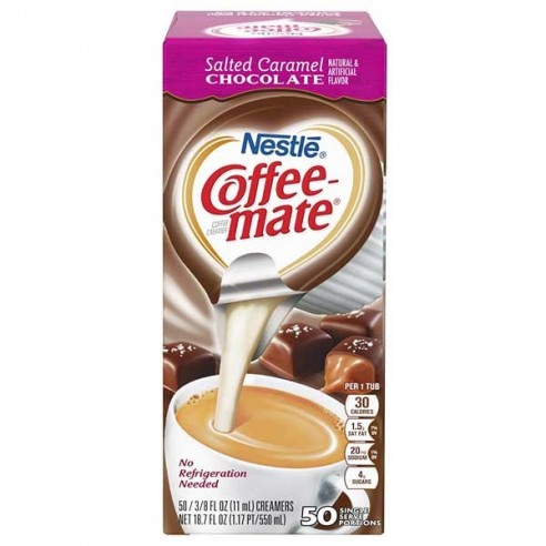 Coffee Mate Salted Caramel Chocolate Liquid Creamer Singles 50 Pack - 550 ml