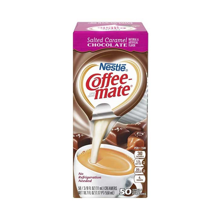 Coffee Mate Salted Caramel Chocolate Liquid Creamer Singles 50 Pack - 550 ml