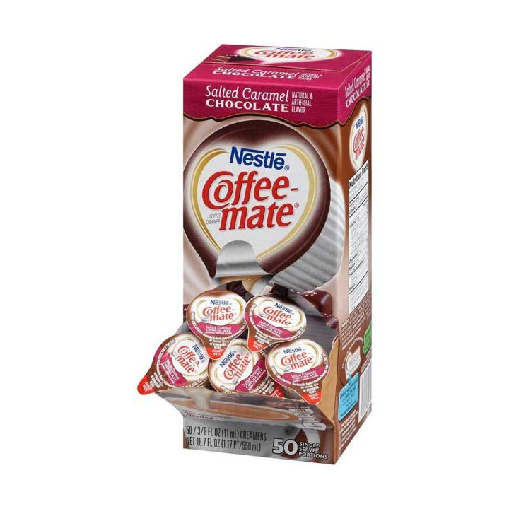 Coffee Mate Salted Caramel Chocolate Liquid Creamer Singles 50 Pack - 550 ml