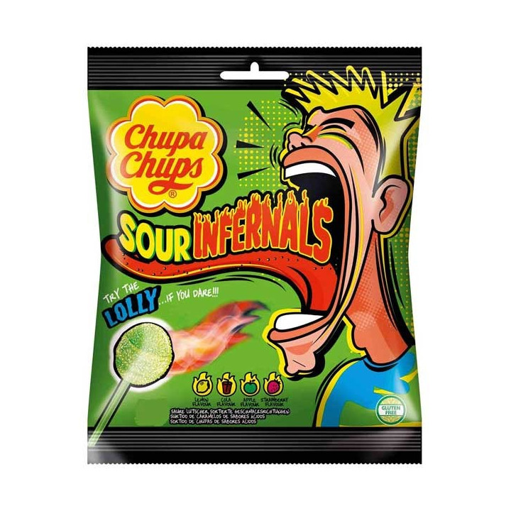 Chupa Chups Sour Infernals Lolly 10 Pack - 95 g