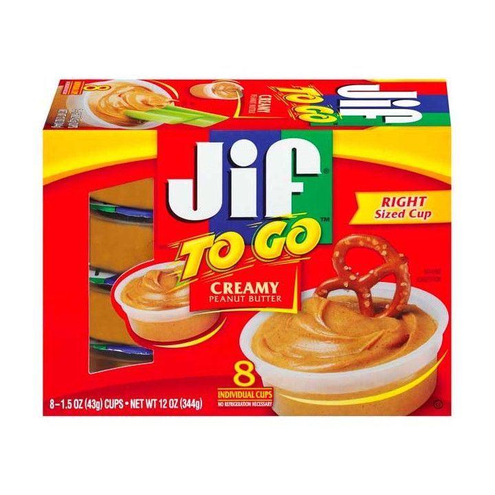 Jif To Go Creamy Peanut Butter Cups 8 Pack - 344 g