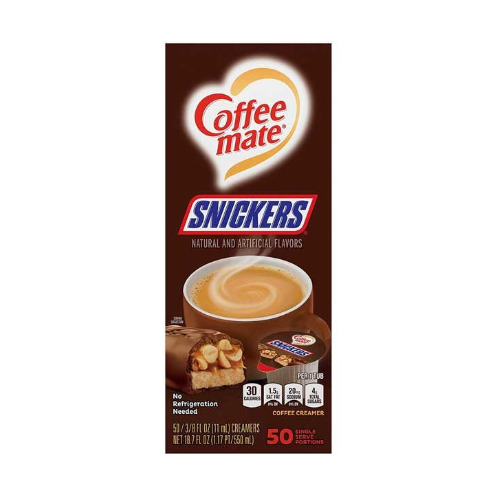 Coffee Mate Snickers Liquid Creamer Singles 50 Pack - 550 mL