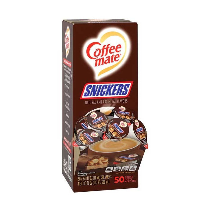 Coffee Mate Snickers Liquid Creamer Singles 50 Pack - 550 mL