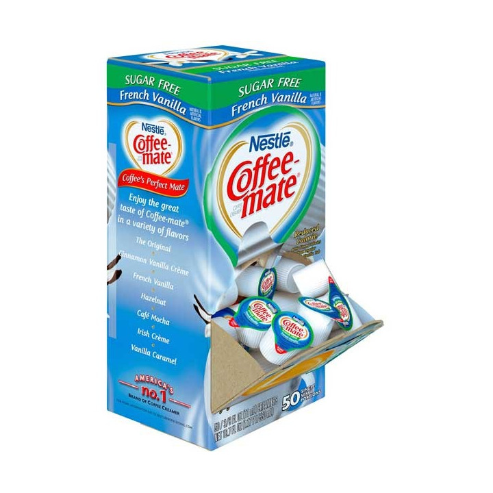 Coffee Mate Sugar Free French Vanilla Liquid Creamer Singles 50 Pack - 550 mL