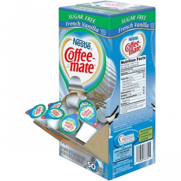 Coffee Mate Sugar Free French Vanilla Liquid Creamer Singles 50 Pack - 550 mL