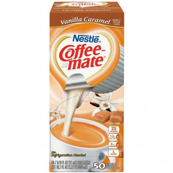 Coffee Mate Vanilla Caramel Creme Liquid Creamer Singles 50 Pack - 550 mL