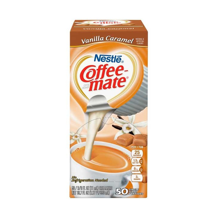 Coffee Mate Vanilla Caramel Creme Liquid Creamer Singles 50 Pack - 550 mL