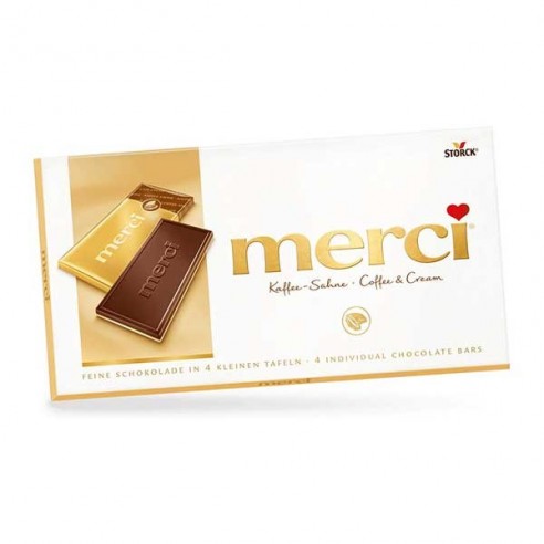 Merci Coffee & Cream Chocolate Block 4 Bars - 100 g
