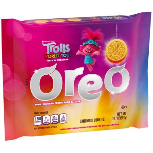 Oreo Trolls Pink Colored Creme With Glitter