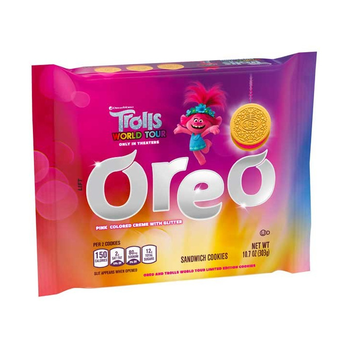 Oreo Trolls Pink Colored Creme With Glitter